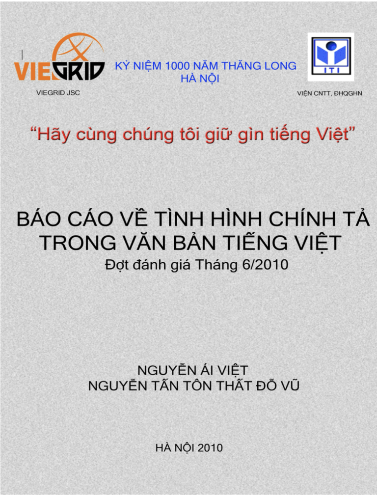 BÁO CÁO TÌNH HÌNH CHÍNH TẢ TRONG VĂN BẢN TIẾNG VIỆT